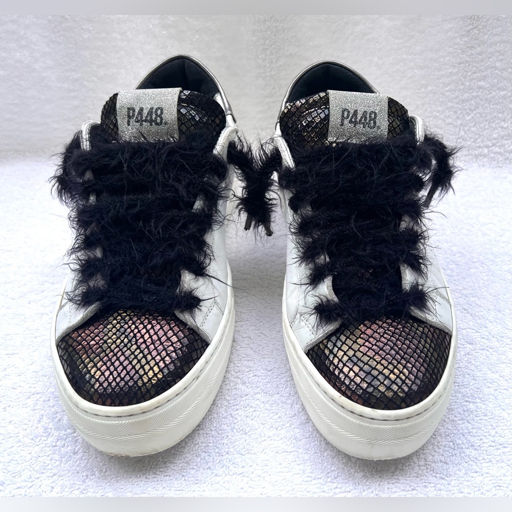 P448 Thea Platform Leather Sneakers - Turan - Sz EU 39 / US 8.5 - Picture 3 of 14